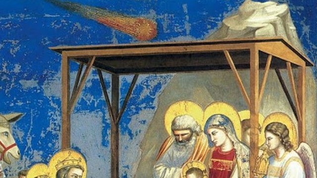 Milyen égi jelenség látható Giotto di Bondone 1305 körül készült, A királyok imádása című freskóján?